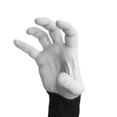 hand gebogen gespreid