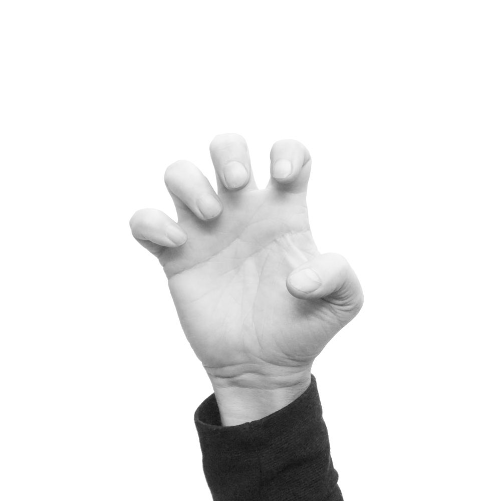 hand vingerkootjes gehoekt gespreid